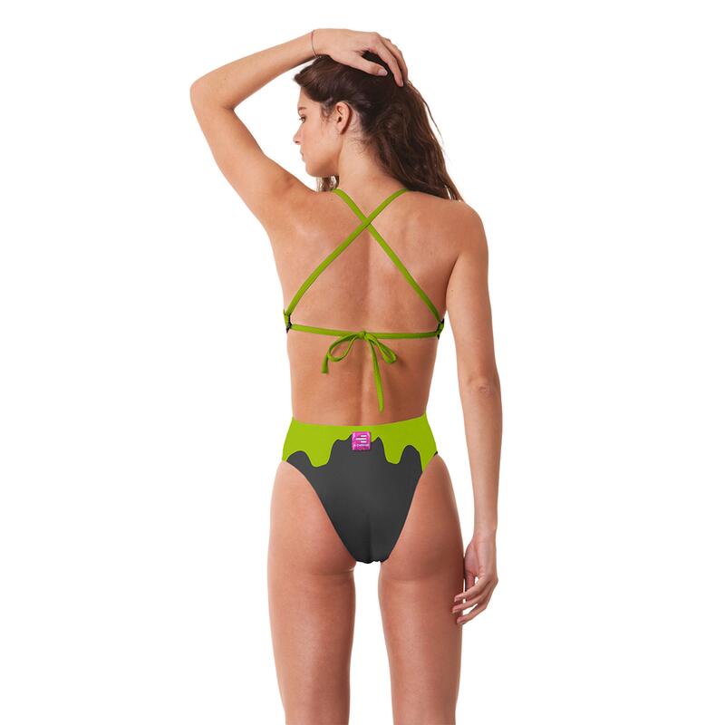 Costume tecnico intero donna piscina Nuoto Revolution Army Verde Acido