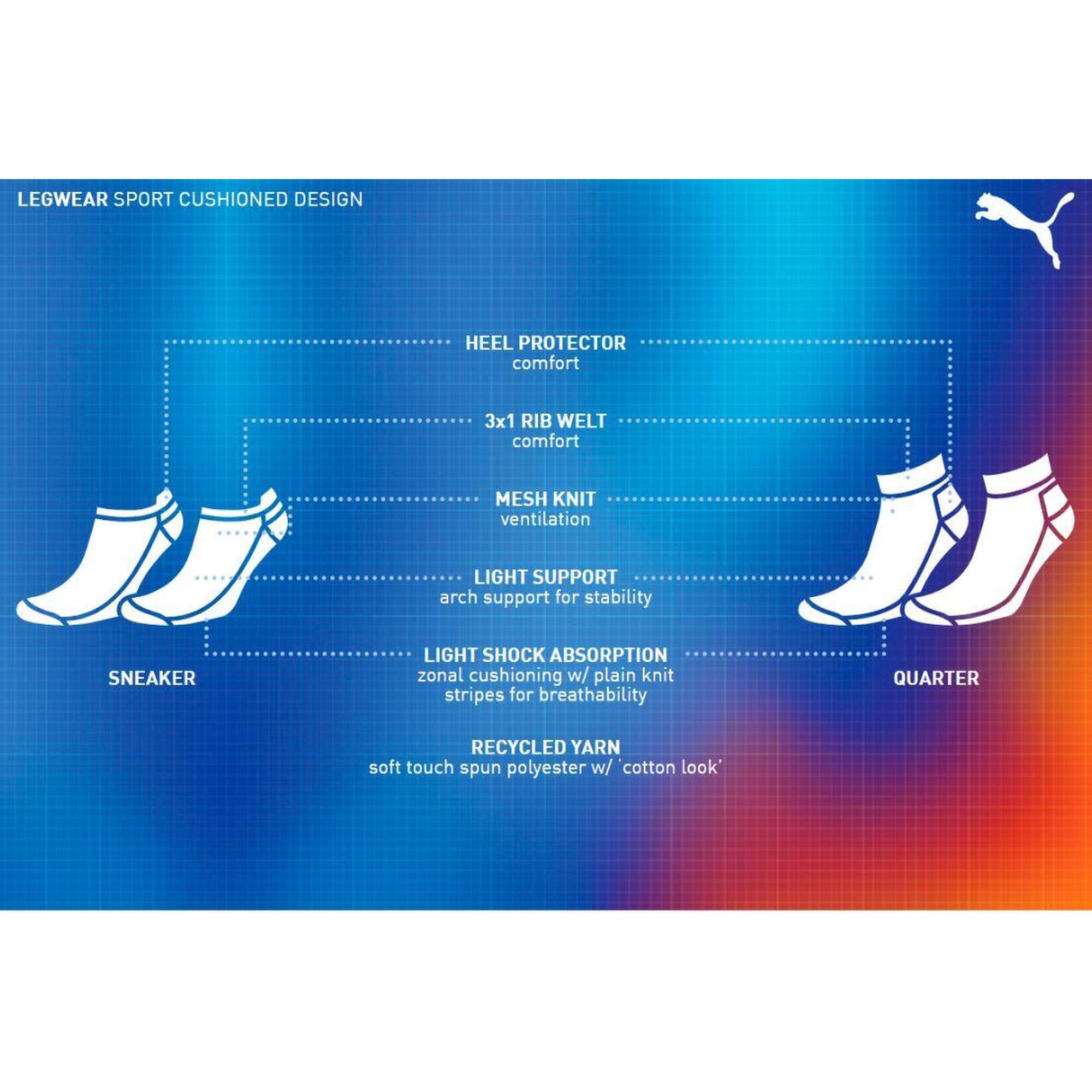 Chaussettes basses de sport matelass es Noir PUMA lot de 2 paires