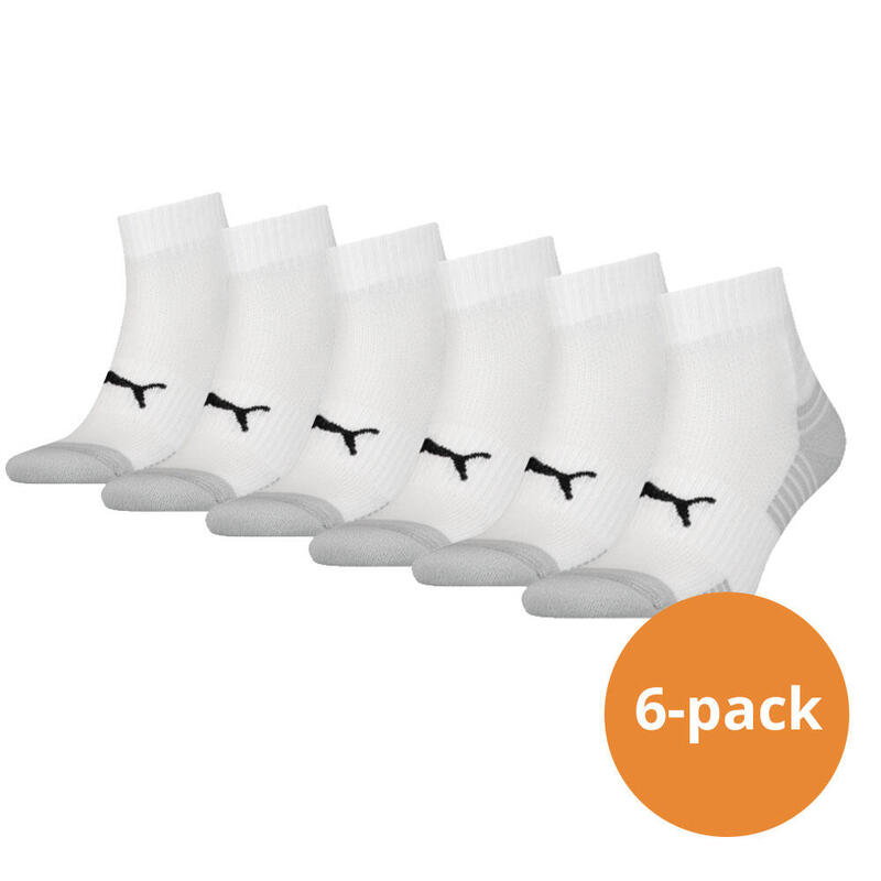 Puma Sport Quartersokken Cushioned  6-pack Wit