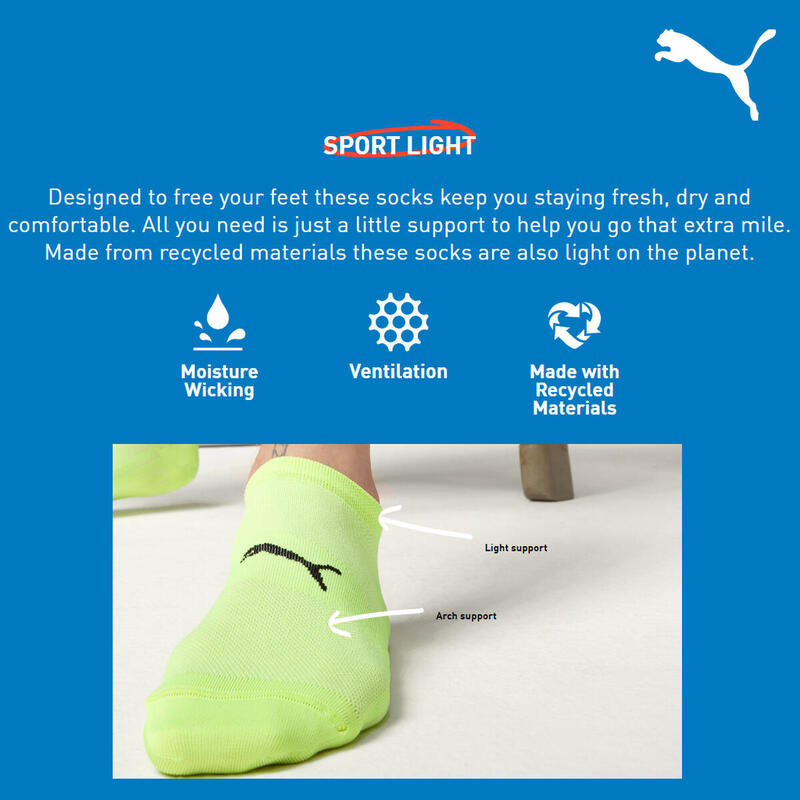 PUMA Sport leichte Unisex-Sneaker-Socken 2er-Pack Gelb