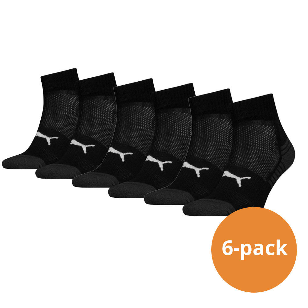 PUMA Puma Sport Quartersokken Cushioned  6-pack Zwart