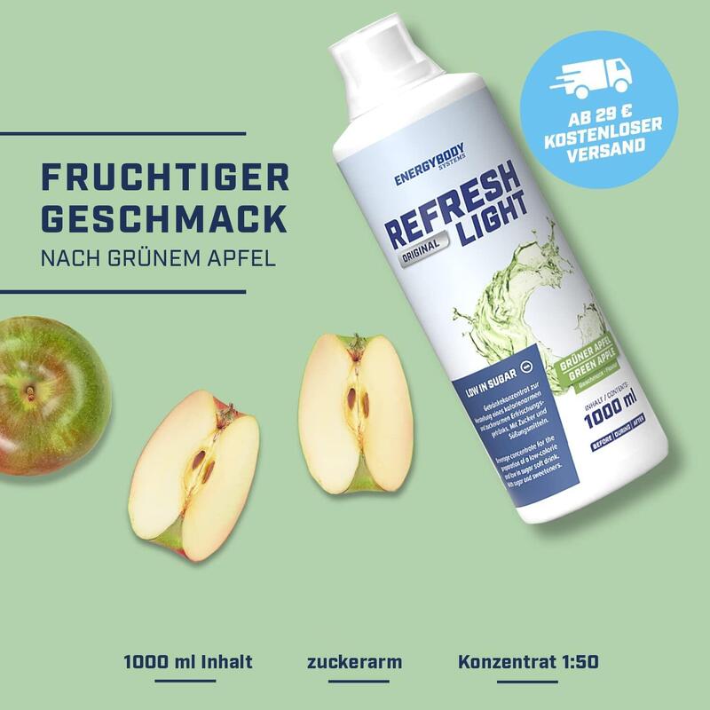 Refresh Light Getränkekonzentrat mit Vitaminen, Grüner Apfel, 1 Liter