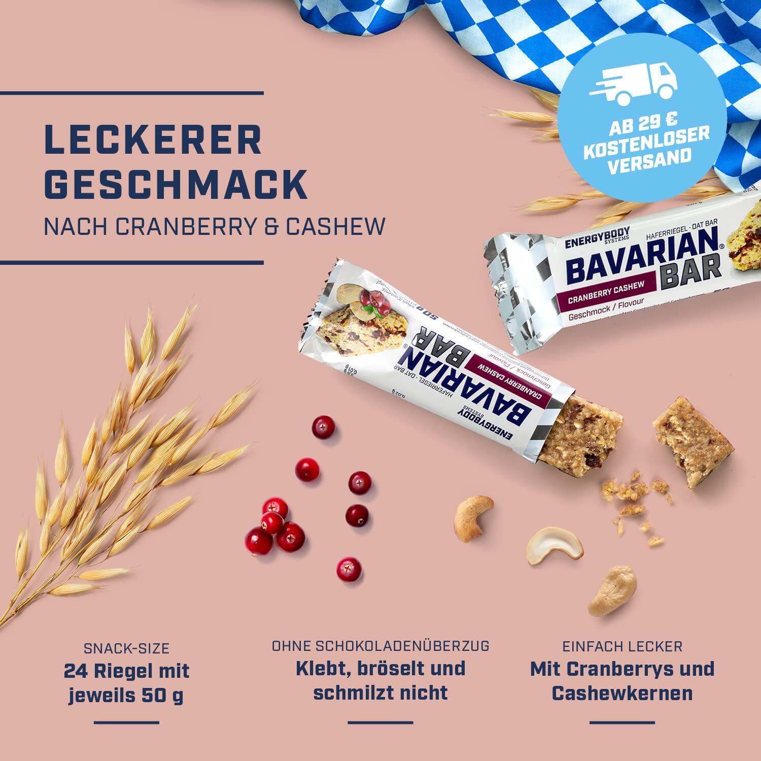 Bavarian Bar Cranberry Cashew, Energieriegel Haferriegel Müsliriegel, 24 x 50 g 2/4