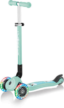 Globber Primo Scooter pliable avec lumieres en bleu clair