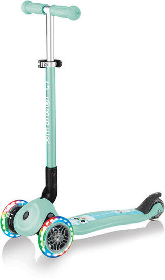Globber Primo Scooter pliable avec lumieres en bleu clair