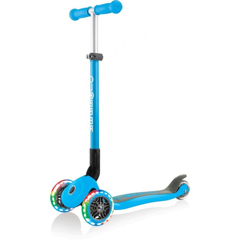 Trottinette PRIMO FOLDABLE LIGHTS 3 roues lumineuses, pliable - Bleu ciel