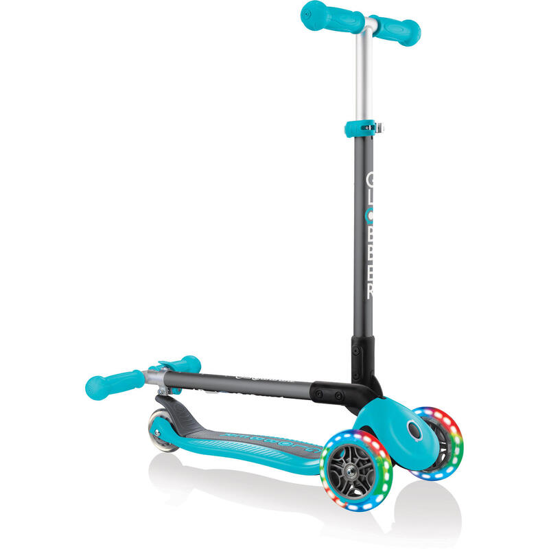 Trottinette Mini tRougetinette  Primo Foldable Lights  Anodized T-Bar  Teal