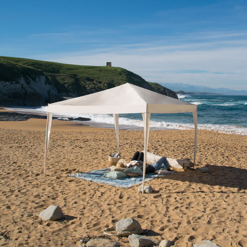 Carpa California 3x3m plegable Beige. Jardín, playa, campo, terraza