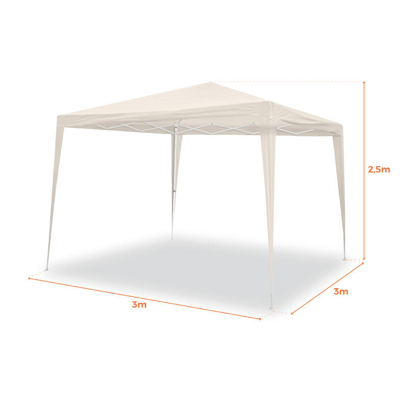 Carpa California 3x3m plegable Beige. Jardín, playa, campo, terraza