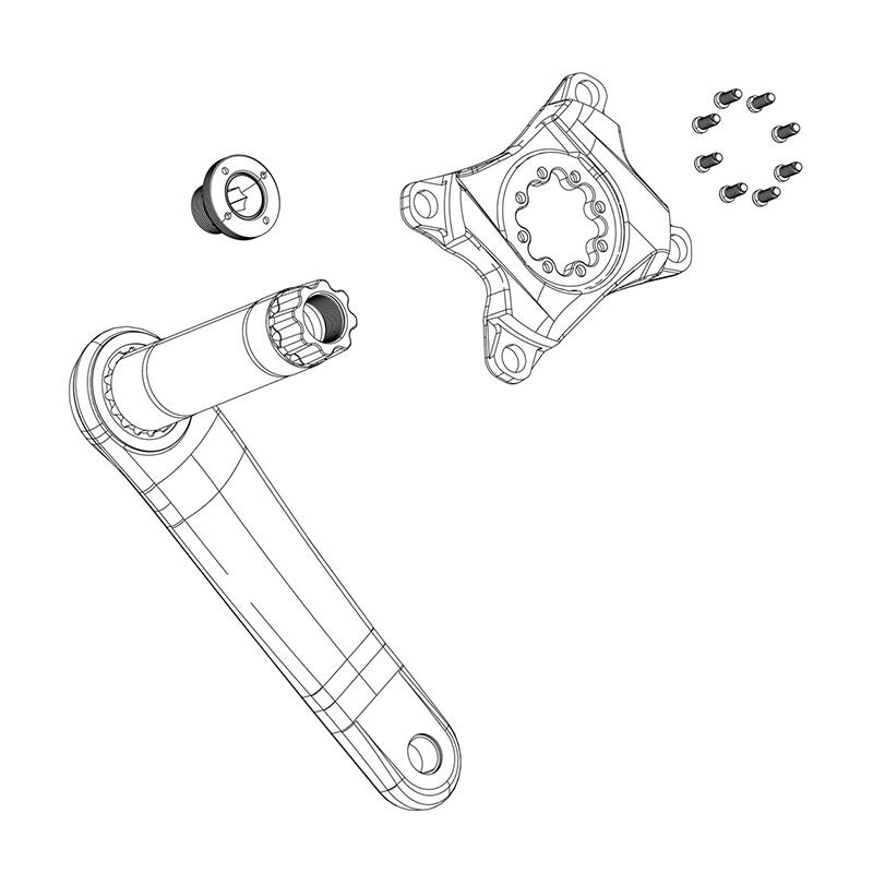 Tretlagerstern ohne Kettenblatt/mit Befestigungsschraube Sram Fazua 107 BCD