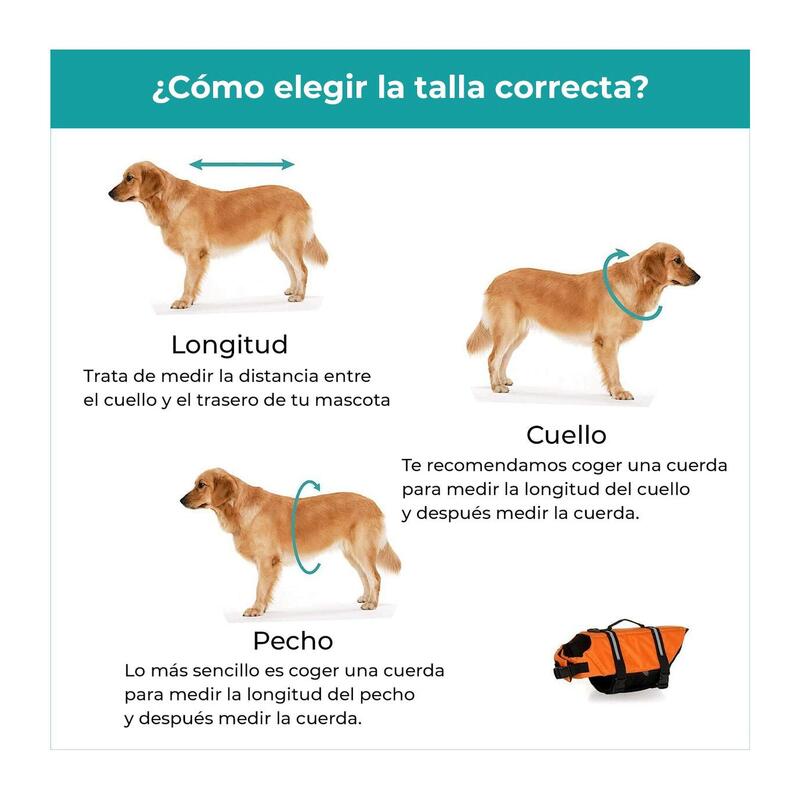 Chaleco Salvavidas Aquadog para perro, Color Naranja, Talla L