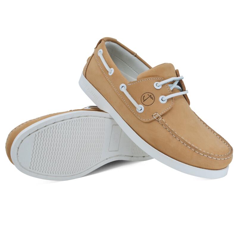 Zapatos Náuticos Seajure Noordhoek Mujer Camel Cuero Nubuck