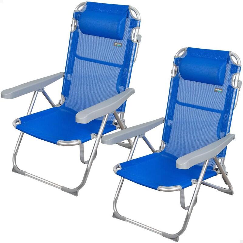 Pack ahorro 2 sillas playa Gomera multiposición c/cojín 48x60x90 cm Aktive