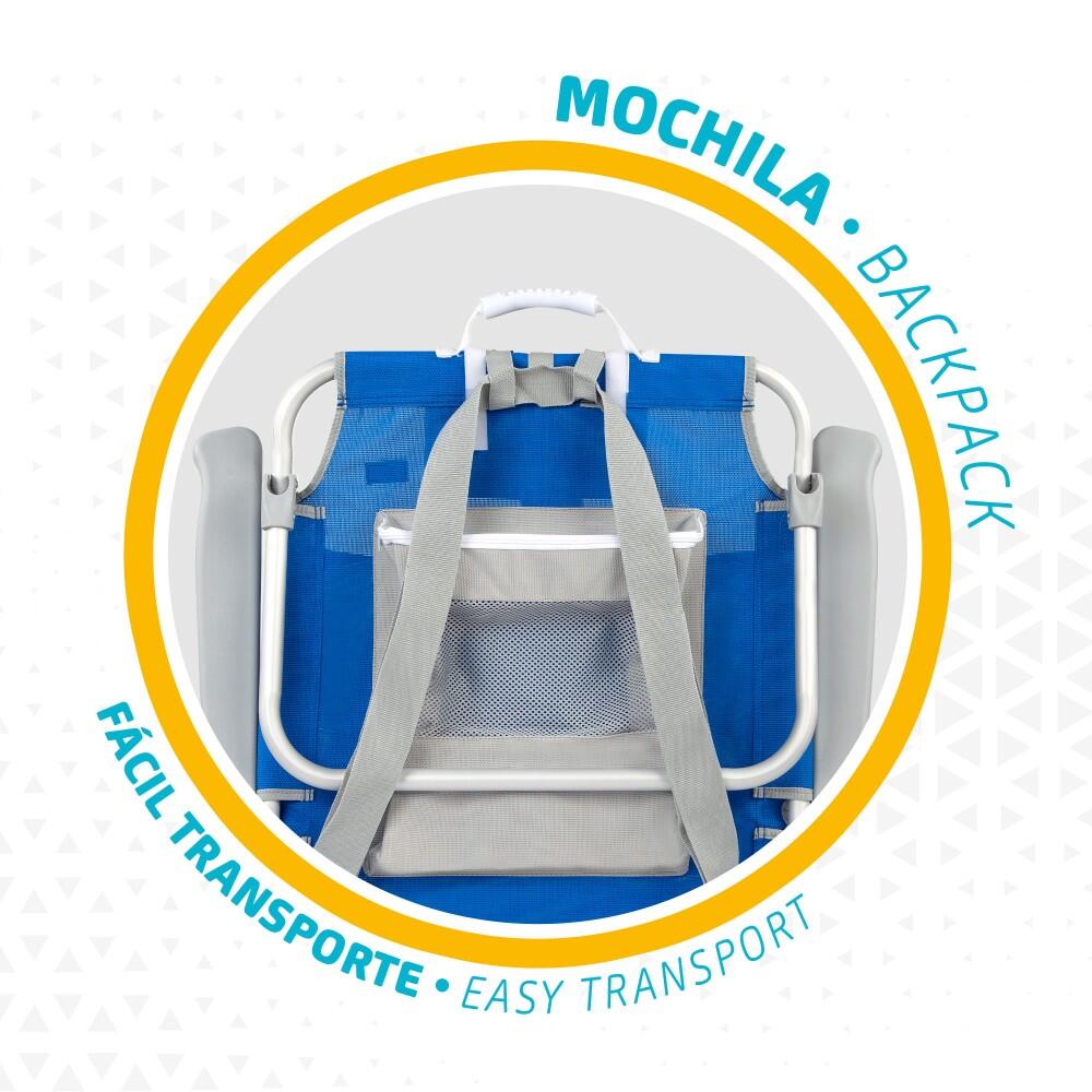 Mochila para cadeira de praia 55x66x86 cm 110 kg com almofada Aktive 5/7