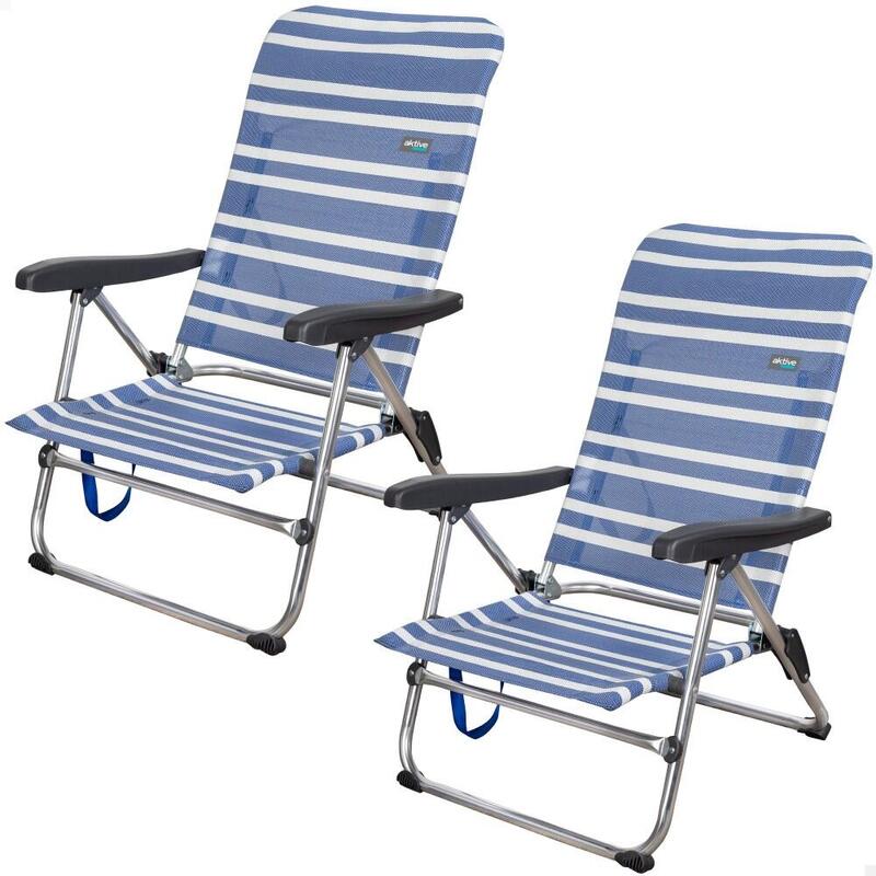 Saving pack 2 cadeiras de praia anti-inclinação multiposições 47x50x85cm Aktive