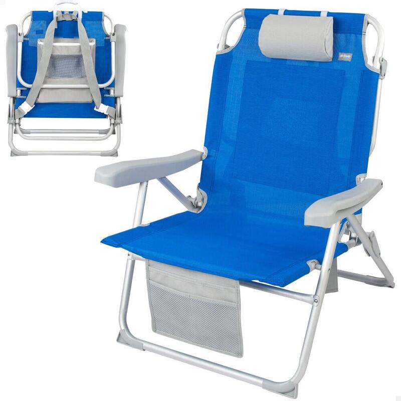 Silla playa mochila ultraresistente 110 kg c/ cojín y bolsillo 55x66x86cm Aktive