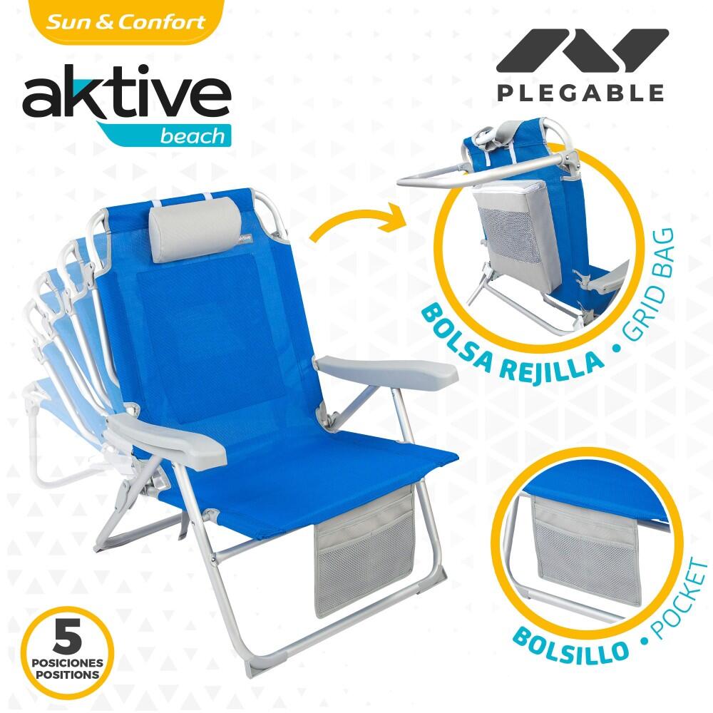 Mochila para cadeira de praia 55x66x86 cm 110 kg com almofada Aktive 4/7