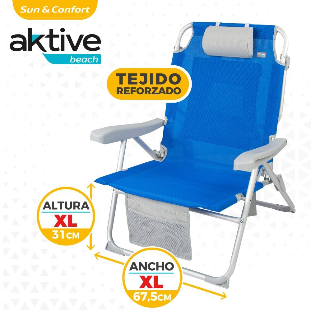 Mochila para cadeira de praia 55x66x86 cm 110 kg com almofada Aktive 3/7