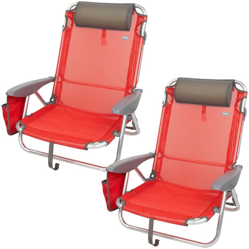 2 cadeiras de praia multiposições Menorca com almofada 51x45x76 cm Aktive