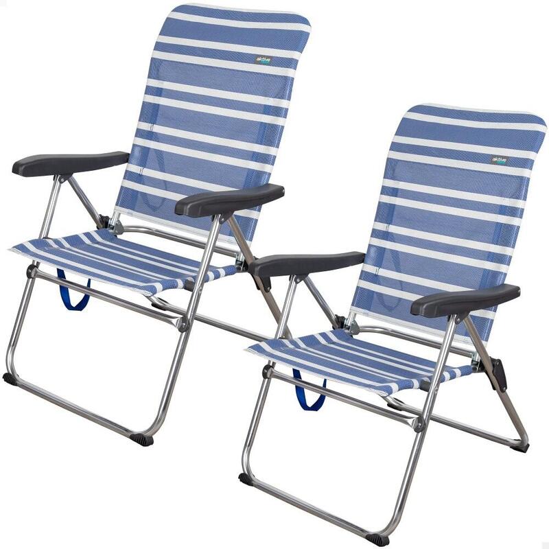 Saving pack 2 cadeiras de praia anti-queda multiposições 47x63x93cm Aktive