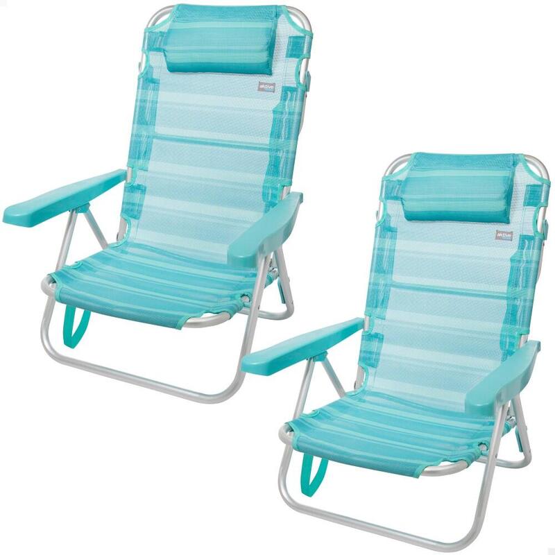 Saving pack 2 cadeiras de praia multiposições com almofada 48x46x84cm Aktive