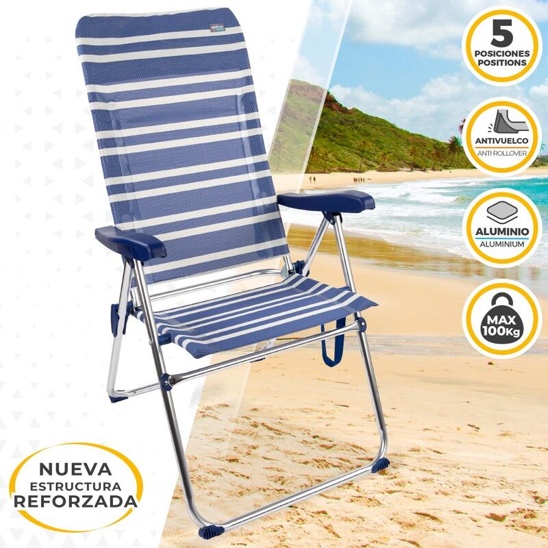 Pack ahorro 2 sillas playa Mykonos multiposición antivuelco 47x66x108 cm Aktive