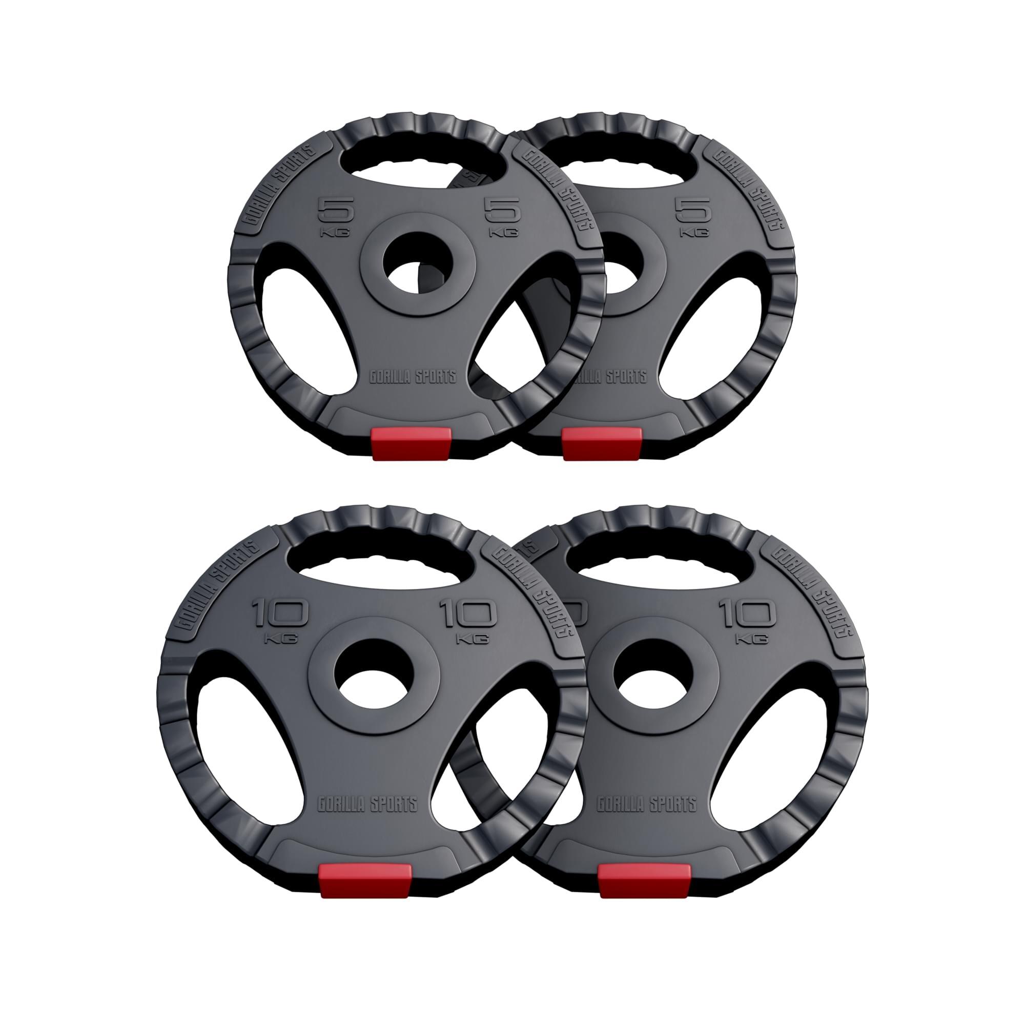 GORILLA SPORTS Hantelscheibenset Olympia 50/51 mm Kunststoff Gripper 30 kg