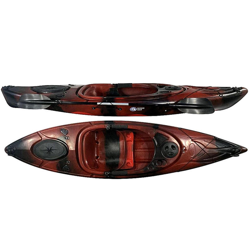 Kayak de Paseo o Pescar Negro/ Rojo