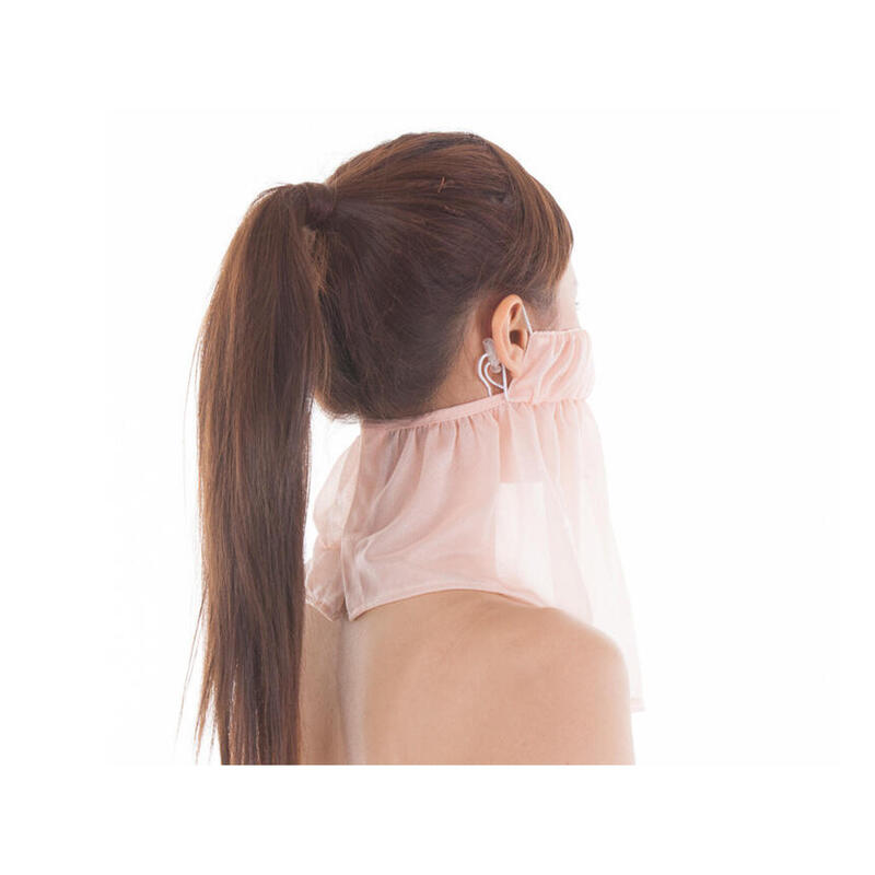 GF-660 女士防UV/防曬護頸薄面紗(掛耳款) - 粉橙色