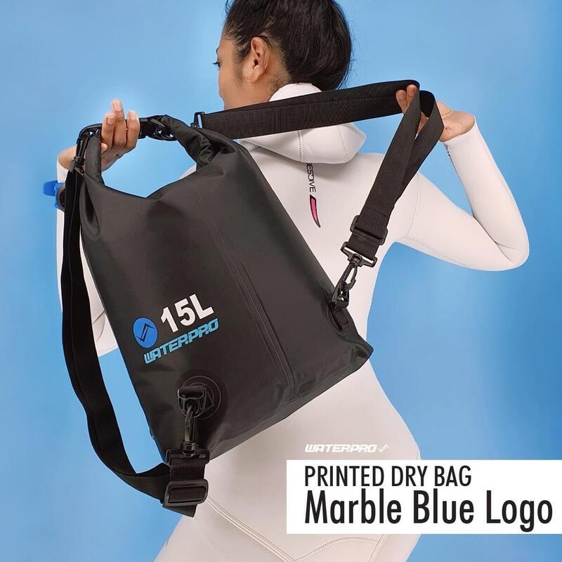 單肩/雙肩防水袋 15L - 大理石藍色logo