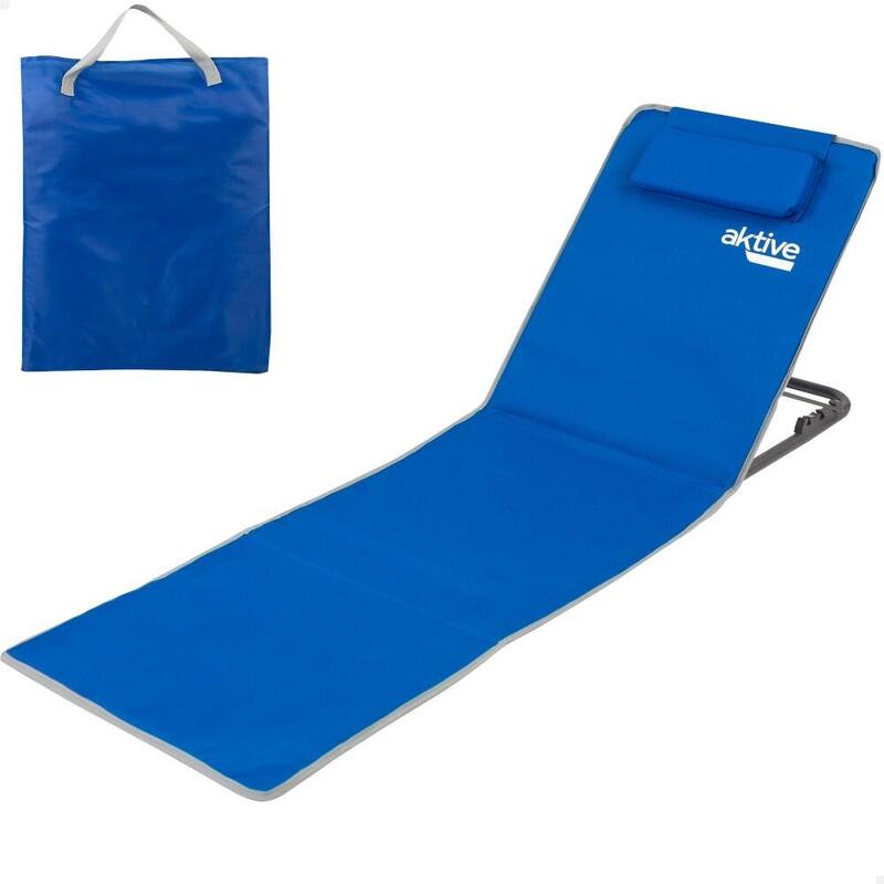 Tapete dobrável com encosto reclinável, almofada e bolso azul Aktive