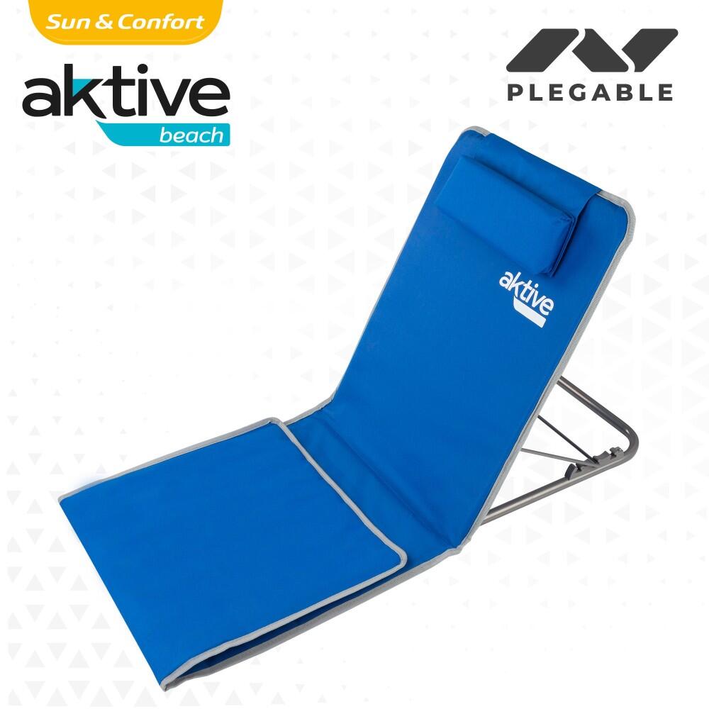 Tapis pliable avec dossier inclinable, coussin et pochette bleue Aktive 4/7
