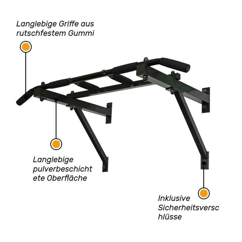 Klimmzugstange Wandmontage für Zuhause, Kraftstation, Schwarz