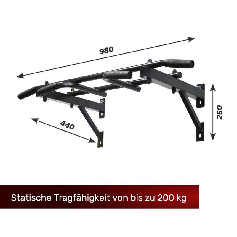 Klimmzugstange Wandmontage Multigrip "Light" Schwarz