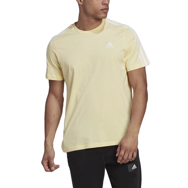 Camiseta de Manga Corta Hombre Adidas Essentials 3 Bandas  Amarillo