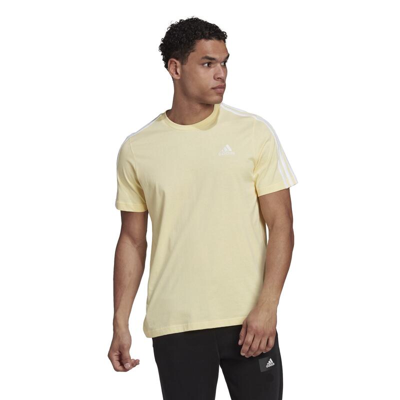 Camiseta de Manga Corta Hombre Adidas Essentials 3 Bandas  Amarillo