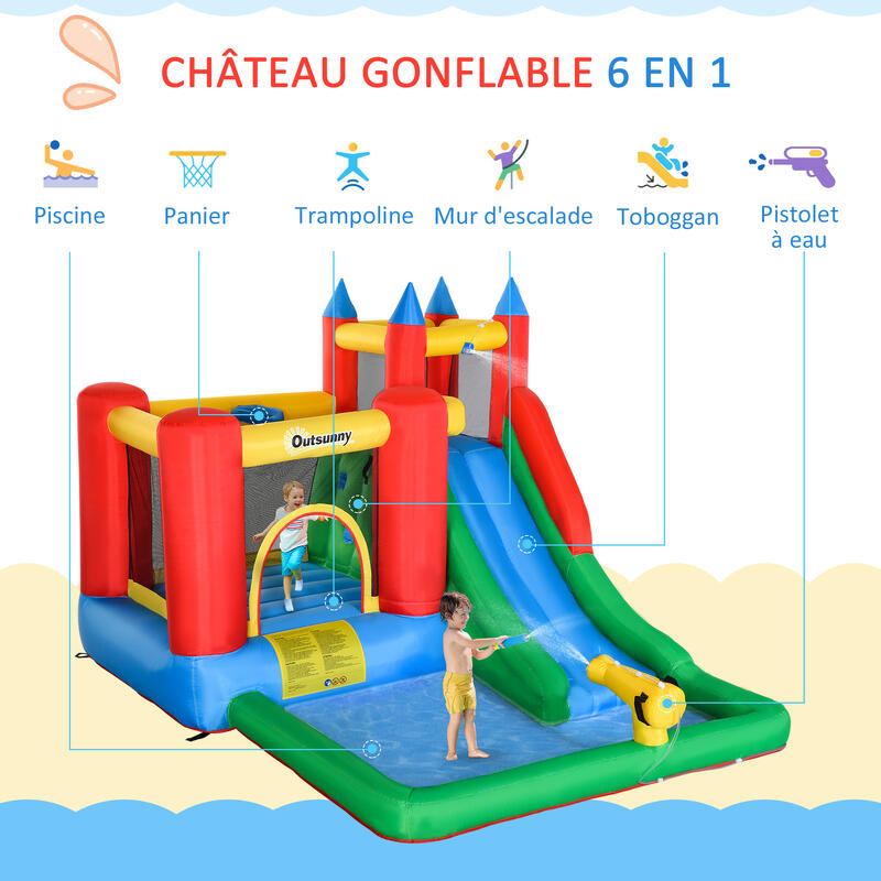 Château gonflable enfant - gonfleur, sac transport - polyester multicolore