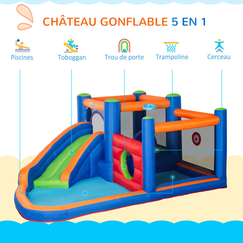 Château gonflable enfant - sac transport, gonfleur - polyester multicolore