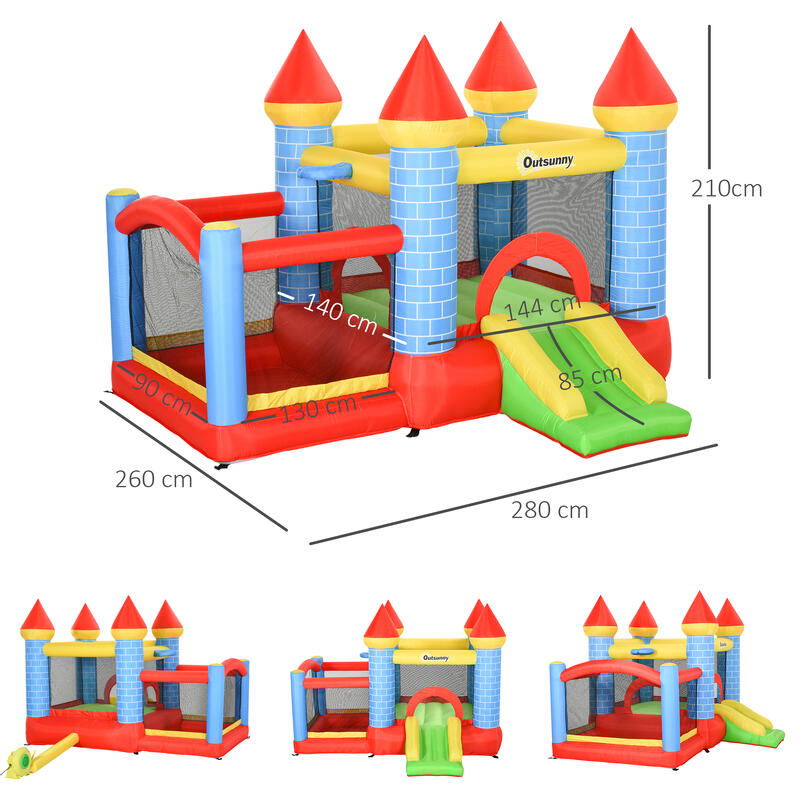 Castelo inflável Criança 280x260x210 cm Multicor Outsunny