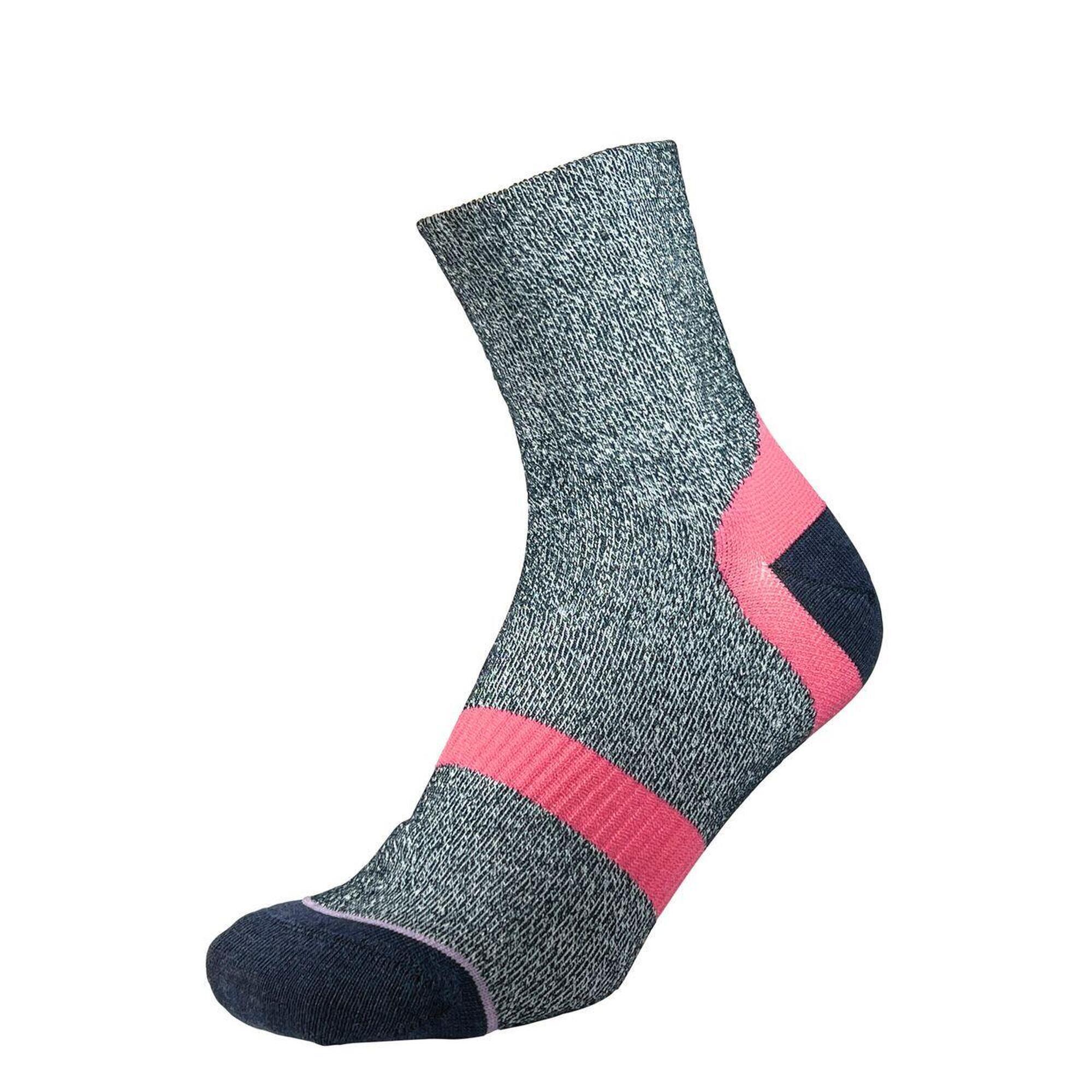 1000 Mile Approach Repreve Double Layer Sock Navy Marl Mauve 1/1