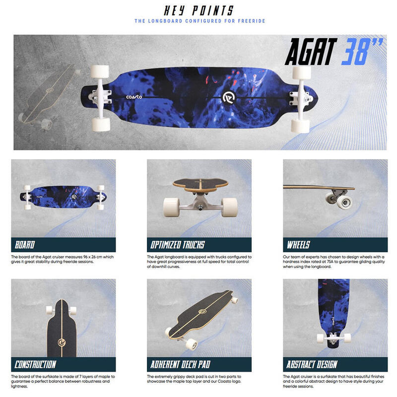 Longboard - Agat 38 - freeride, touring & carving - 96 x 26 CM