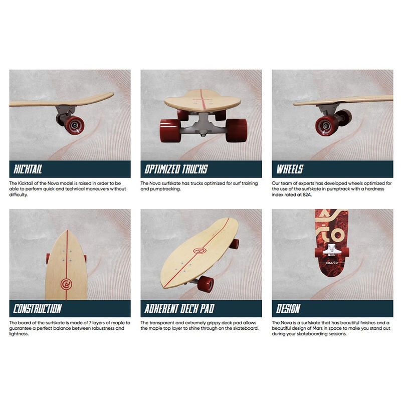 Planche de surfskate / surf skateboard - Nova 33,5 - 84x25 CM