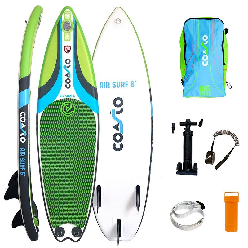Gedeeltelijk idioom wijs COASTO Opblaasbare surfplank met afneembare vinnen inclusief accessoires -  Air Surf 6 | Decathlon