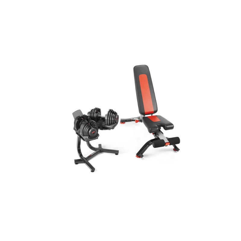 Bowflex SelectTech 41 kg Verstelbare Dumbbells + houder + trainingsbank