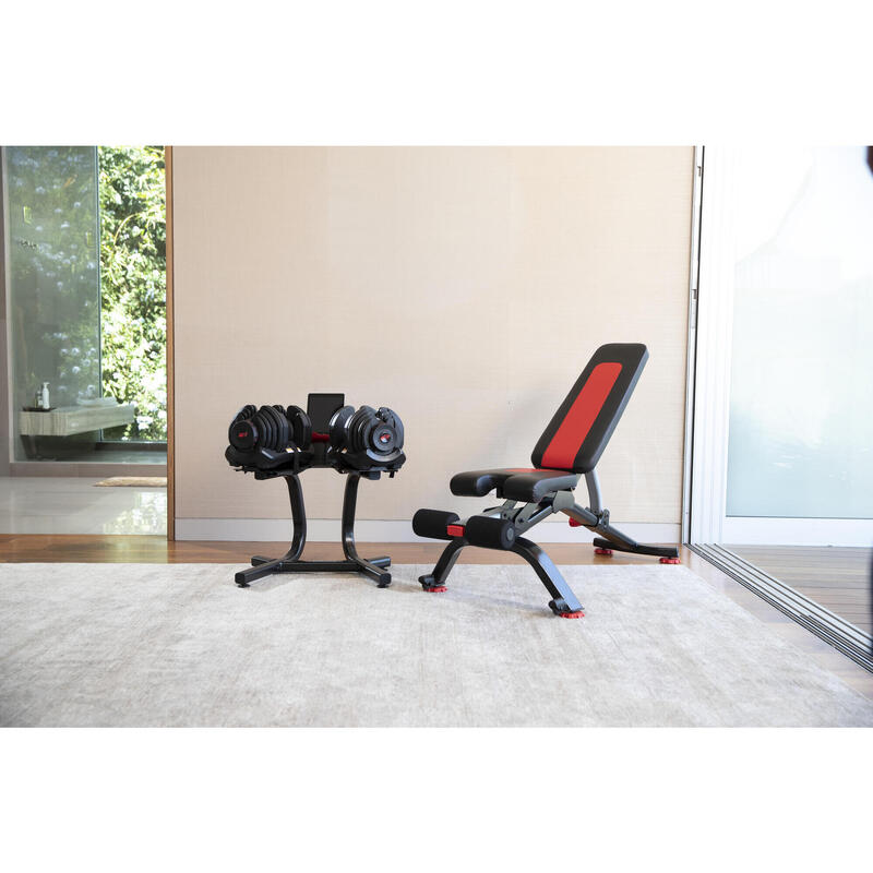 Bowflex SelectTech 24 kg Verstelbare Dumbbells + houder + trainingsbank