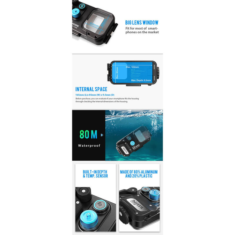 WFH05 Smartphone housing Diving Waterproof Phone case (with Depth Sensor)