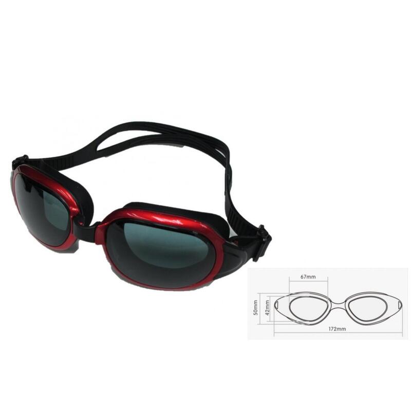 MS-8700 Silicone UV Protection Anti-Fog Swimming Goggles - Red/Black