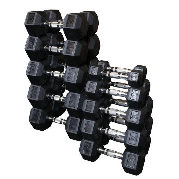 Hexagon Rubber Dumbbell - per Paar