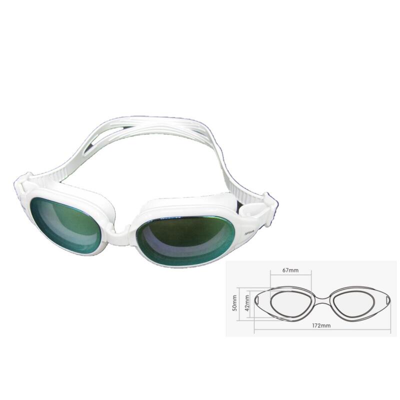 MS-8700MR Silicone Anti-Fog UV Protection Reflective Swimming Goggles - White