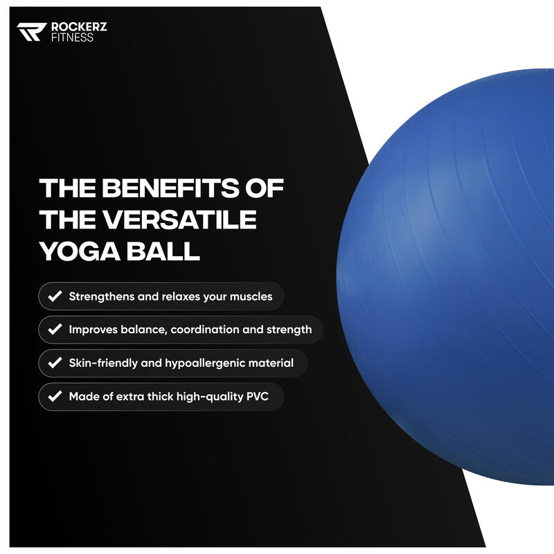 Palla da yoga con pompa - Palla da fitness - Palla da gravidanza - Blu